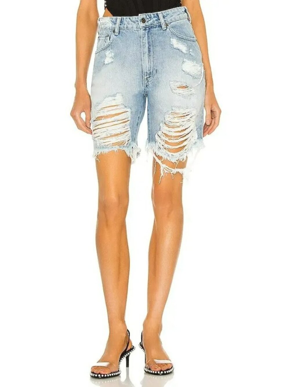 Ser.O.Ya Sammy Mid Rise Vintage Jean Shorts Size 25 Salinas Bermuda Distressed